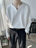 Riolio Light Luxury Top High-end Niche Designer V-neck Long-sleeved T-shirt Men Spring Autumn Trendy Versatile Base Shirt Aesthetic