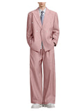 Riolio  Men's Pinstripe 2-Piece Suit Set Double Breasted Blazer Loose Wide Leg Pants Oversized Formal Business Tuxedo Wedding Prom Party