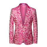 Riolio Fashion New Men's Casual Boutique Business Wedding Host Slim Bronzing Suit Flower Jacket Dress Blazers Coat