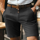 Riolio  Stylish Simplicity Summer Cotton Linen Shorts Men Fashion Triple Button Short Pants Male Streetwear Casual Beach Shorts