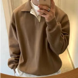 Riolio  New Lazy Style Men's Spring Autumn Pure Color Trendy Brand Jacket Couple's Vintage Hong Kong Style Sweatshirt Hoodie