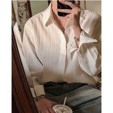 Riolio Korean Version Solid Color Elastic Fashionable Top Men Solid Color Free Long-sleeved Shirt for Autumn New High-end Trendy Shirt