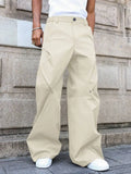 Riolio  Mens Casual Loose Wide Leg Pants Solid Color Fall Streetwear