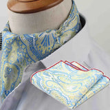 Riolio  Polyester Cravat Pocket Square Set Formal Necktie Handkerchief Ascot Self Tie Polka Dot Paisley Design Gentleman Necktie Gifts