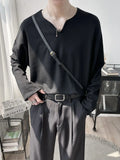 Riolio Light Luxury Top High-end Niche Designer V-neck Long-sleeved T-shirt Men Spring Autumn Trendy Versatile Base Shirt Aesthetic