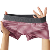 Riolio Men Boxer Versatile Mid-rise Striped Print Patchwork Color Thin Shorts Briefs Quick Drying U-convex Panties Men's Underpants