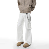 Riolio  White cargo Jeans Men New Baggy Large pocket Denim Pants Loose Street Style Fall Fashion High Quality Outdoor casual jeans