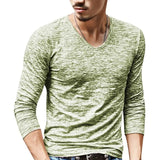 Riolio  Spring New Men's V-Neck Black T-Shirt Casual Long Sleeve Fashionable Urban Top Loose Fit Male Basic Crew Neck Tee