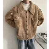 Riolio WINTER OUTFIT MEN Winter Thick Cardigan Sweater Men Warm Fashion Short Sweater Coat Men Korean Loose Lapel Sweater Cardigan Mens Jumper Clothes