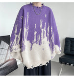 Riolio  Hip Hop Ripped Punk Knitted Sweaters Men Oversized Harajuku Streetwear Sweaters Winter Couples Fashion Knit Pullovers Tops