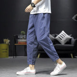 Riolio  Men's Clothing Loose Spring Summer Thin Elastic Waist Pockets Striped Simplicity Handsome Fashion Casual Comfortable Pants