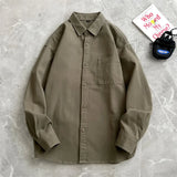 Riolio  Japanese Long-sleeved Shirt Men's Spring American Retro Workwear Jacket Hong Kong Style Trendy Casual Top