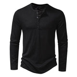 Riolio  Spring Autumn Men Classic Casual Soild Color Shirt Men Fashion Tops Tees Men Slim Fit Long Sleeve Tshirt Tee Shirt