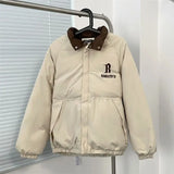 Riolio  Autumn and Winter American Street Trendy Men and Women Personalized Thick Jacket Couple Loose Retro Stand up Collar Harajuku Top