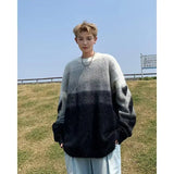 Riolio aduated adient  Fur round Ne Sweater Men Winter Trend Loose Lazy Sle Warm Inner Knitwear Boys Haome