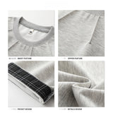 Riolio  Men's Loose Fit  Colour Blocked Checked Cuff Studded Round Neck Korean Style Casual Streetwear Preppy Short Sleeved T Shirt