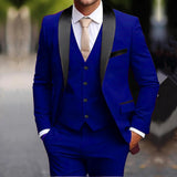 Riolio  3 Pieces Black Set Customized Business Formal Men Suit Groomsman Wedding Party Prom Male Tuxedos