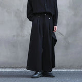 Riolio  Y2k Culottes Double-Layer Side Hem Casual Samurai Pants Hakama Genderless Streetwear Fashion Niche Youth Campus Wide-Leg Pants