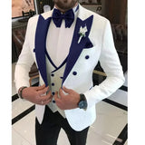 Riolio  3 Pieces Jacquard Jacket with Vest Pant Wedding Suits for Men Single Breasted Peak Lapel Groom Tuxedo Male Fashion Suits