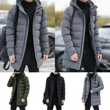Riolio New Male Winter Warm Long Outwear Hooded Thicken Mid-length Hooded For Men Warm Coat Winter Puffer Jacket Fashion Parka Overcoat