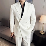 Riolio  Trendy Simple Fashion British Style Slim Fit Pure Color Suit Set LJT961 Fake Two-Piece-P240 Quality Male Clothing