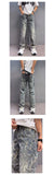 Riolio  Jacquard Jeans Men New American Style Old Washed Jeans Retro  Fashion Trend Pants Baggy Hip Hop Streetwear slim fit Denim pant