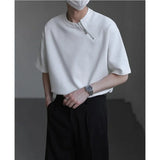 Riolio  Oblique Zipper Short-sleeved T-shirt for Men New Summer Fashion Trendy Brand Stylish Loose Round-neck Short-sleeved Shirt