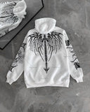 Riolio Gothic Punk Letter Print Oversized Sweatshirt American Retro Pattern Casual Hoodie Men High Street Trendy Brand Clothing Women