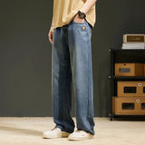 Riolio  New Summer Thin Men's Vintage Jeans Lyocell Brand Straight Soft Korean Fashion Casual Loose Denim Trousers Streetwear