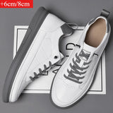 Riolio  Spring Autumn Men's Inner Heightening Shoes Leather Sports Casual Shoes Invisible Height Increasing Shoes Men Sport Elevator 8CM