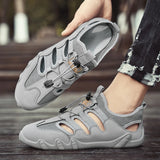 Riolio  Men's Summer Sandals, Breathable and Comfortable, Hollow Slip-On Driving Shoes, Walking Shoes, River-Tracing Shoes, Water Shoes, Beach Shoes, Suitable for Outdoor Activities