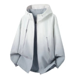Riolio  Couple Gradient Color Hooded Jacket Loose Windproof Waterproof Outdoor Casual Windbreaker Coat