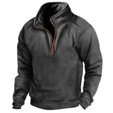Riolio  Men's New Arrival Stand Collar Half Zip Long Sleeve Tactical Hoodie Pullover Sports Polo Shirt