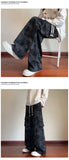 Riolio  Mens Casual Pants Straight Leg Loose Fit Tactical Cargo Joggers Wide Leg Tie Dye Trousers Trendy Fashion Side Pocket pants man