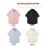 Riolio Summer Man Solid Color Light Thin Short Sleeved Shirt Men's Women's Romantic Casual Loose Versatile Solid Color Shirt Jacket