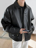 Riolio Spring Autumn Cool Luxury Short Black Soft Light Pu Leather Jacket Men Zipper Casual Mens Jackets and Coats Fashion