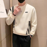 Riolio  Spring Autumn Round Neck Striped Contrast Color Men's Clothing Long Sleeve Pullover Hoodies Casual England Style Boyfriend Tops