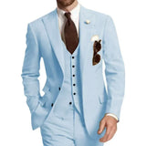 Riolio  Elegant Men's 3-Piece Tuxedo Suit with Peak Lapel Blazer Vest And Pants Fashionable Male Wedding Business Banquet Clothing