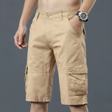 Riolio  Men's 5-point Multiple Pockets Casual Summer Thin Pure Cotton Work Shorts Trend Loose Breeches Fashion Sports Pants