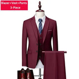 Riolio  M-6XL ( Jacket + Vest + Pants ) Boutique Pure Color Mens Business Formal Suit 3Piece Set and Two-piece Set Groom Wedding Dress