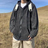 Riolio Trendy Vintage Hooded Cardigan Sweatshirt For Men Loose Fit Style Spring Autumn Season Ins Vintage Washing Couple Student Jacket