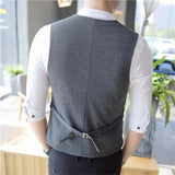 Riolio Men's Double Breasted Vest Spring New Slim Sleeveless Formal Suit Vest Gray Black Fashion Men's Business Casual Suit Vest