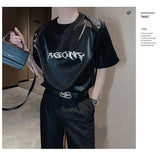 Riolio Summer High Street Men and Women Trendy Personalized Letter Printed Round Neck Short Sleeve Couple Harajuku Casual T-shirt Top