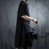 Riolio  Mens T-Shirts Mid-Length Irregular Slit T-Shirts Streetwear Fashion Personality Versatile Niche Tops Men'S Clothing New