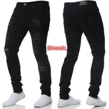 Riolio  Men Fashion Street Style Ripped Skinny Jeans Vintage Wash Solid Denim Trouser Mens Casual Slim Fit Pencil Denim Pants Hot Sale