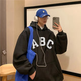 Riolio Letter Print ABC Men's Hoodies 2025 Autumn new sudadera hombre Korean Fashion Harajuku Pullover Hip Hop Long Sleeve Hooded