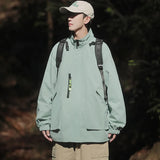 Riolio Male Jacket Men Hiking Jacket Outdoor Windproof Coats Hooded Jackets Color Matching Zipper Couple Top New Spring Autumn Casual