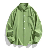 Riolio 6 Colors Men's Baggy Long Sleeve Shirt Fashion Korean Lapel Coat Tops Youth Casual Classic Simple Male Clothes Trendy Brand