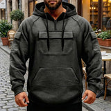 Riolio  Men's Half Zip Raglan Sleeve Hoodie with Arm Pockets Front Utility Pocket Casual Streetwear Sweatshirt with Multiple Colors