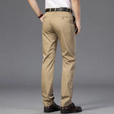 Riolio  Summer Men's Lce Silk Pants Ultra-thin Soft Comfortable Solid Color Elastic Business Casual Straight Trousers Luxury Brand Khaki